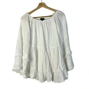 Boutique Petal Roz White Tiered Off Shoulder Long Sleeve Top S